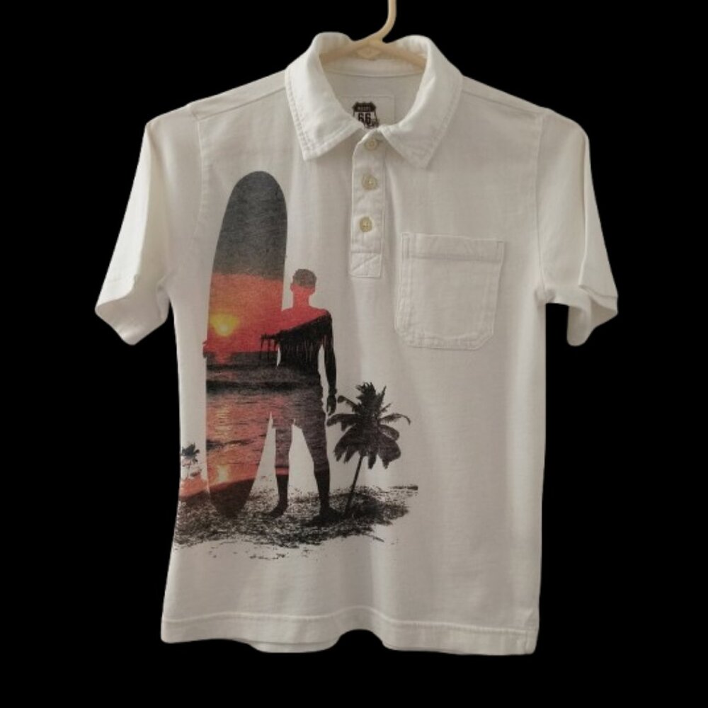 Route 66 Boy's Surfboard Polo Shirt - Boys Size Medium (8)